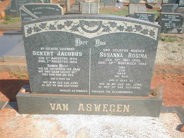 ASWEGEN Ockert Jacobus, van 1894-1965 &amp; Susanna Rosina 1899-1984