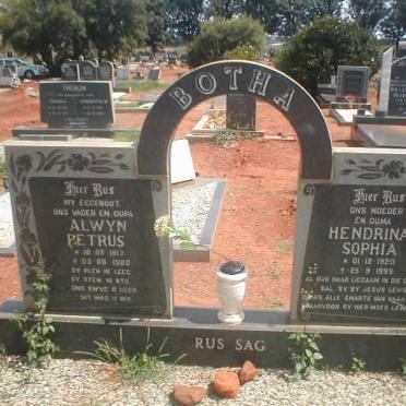 BOTHA Alwyn Petrus 1917-1988 &amp; Hendrina Sophia 1920-1999
