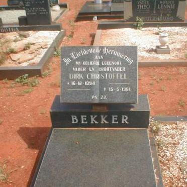 BEKKER Dirk Christoffel 1894-1981