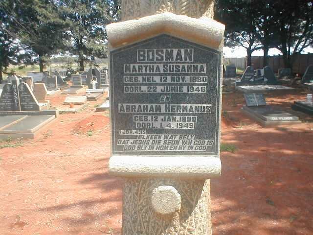 BOSMAN Abraham Hermanus 1880-1949 &amp; Martha Susanna 1880-1946