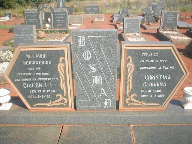BOSMAN Gideon J L 1906-1971 &amp; Christina Gloudina 1918-1995