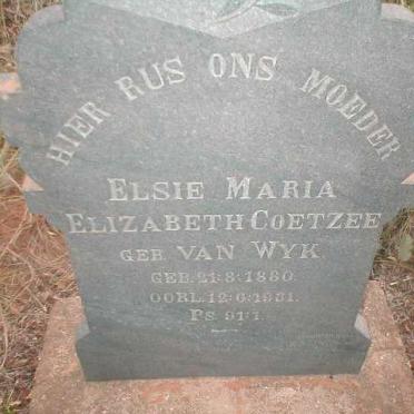 COETZEE Elsie Maria Elizabeth nee VAN WYK 1880-1931