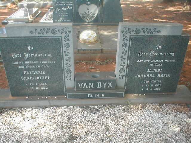 DYK Frederik Christoffel, van 1894-1982 &amp; Jacoba Johanna Maria VENTER 1906-1997