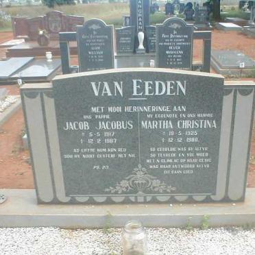 EEDEN Jan Jacobus, van 1917-1987 &amp; Martha Christina 1925-1980