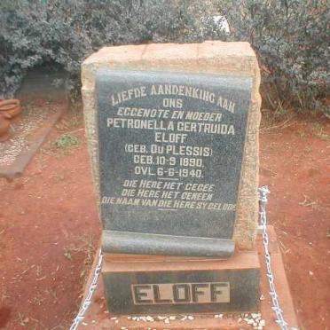 ELOFF Petronella Gertruida nee DU PLESSIS 1890-1940