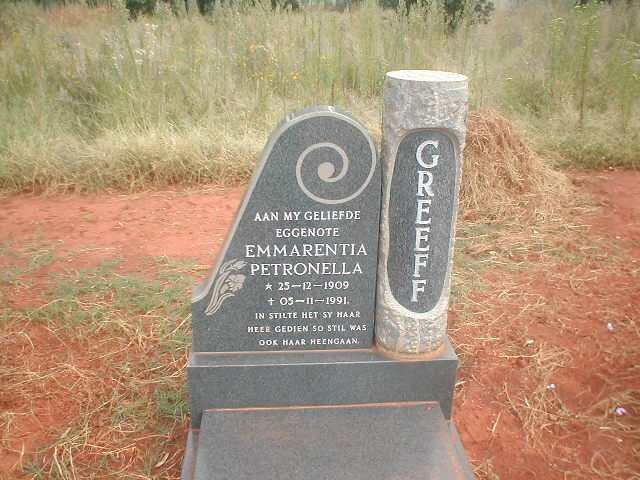 GREEFF Emmarentia Petronella 1909-1991