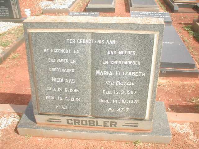 GROBLER Nicolaas 1895-1973 &amp; Maria Elizabeth COETZEE 1907-1978