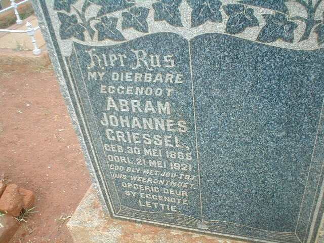 GRIESSEL Abram Johannes 1865-1921