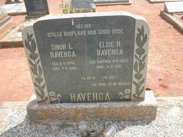 HAVENGA Simon L. 1876-1960 &amp; Elsie M. HAVENGA 1882-1961