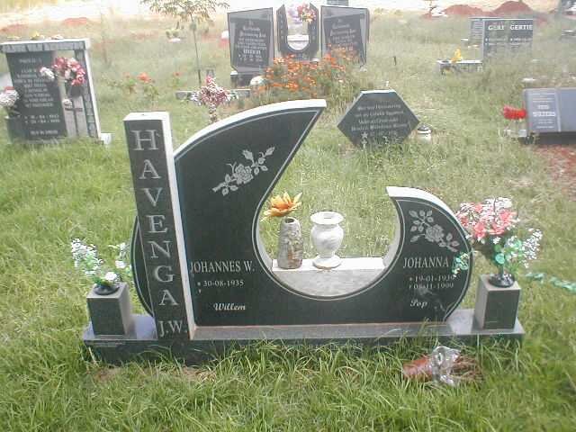 HAVENGA Johannes W. 1935- &amp; Johanna 1939-1999