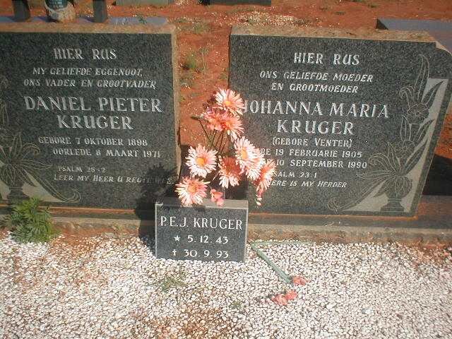 KRUGER Daniel Pieter 1898-1971 &amp; Johanna Maria VENTER 1905-1990 :: KRUGER P.E.J. 1943-1993