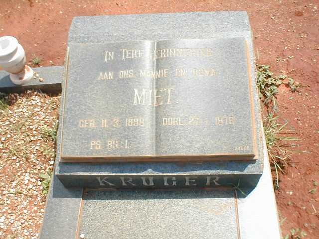 KRUGER Miet 1899-1976