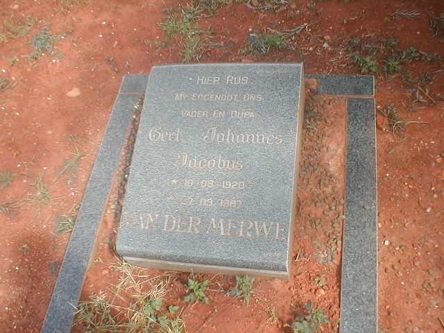 MERWE Gert Johannes Jacobus, van der 1920-1987