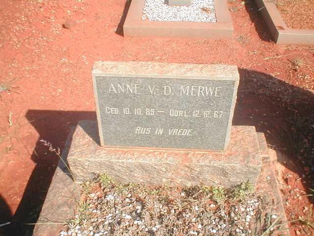 MERWE Anne, v.d. 1889-1967