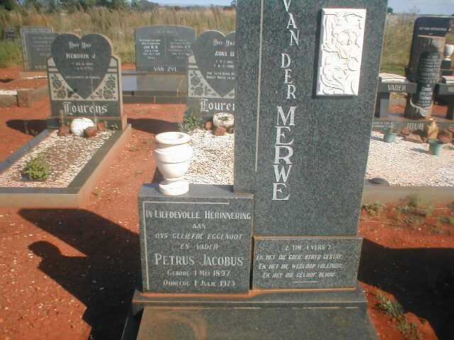 MERWE Petrus Jacobus, van der 1897-1973