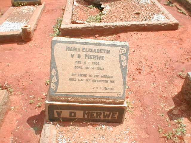 MERWE Maria Elizabeth, v d 1906-1904