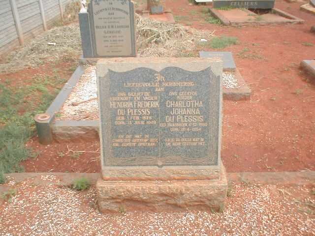 PLESSIS Hendrik Frederick, du 1878-1949 &amp; Charlotha Johanna HAASBROEK 1880-1954