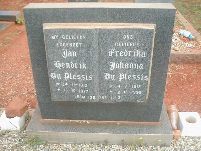 PLESSIS Jan Hendrik, du 1912-1977 &amp; Fredrika Johanna 1915-1999