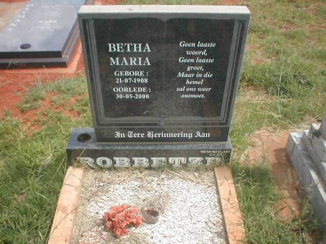 ROBBETZE Betha Maria 1908-2000