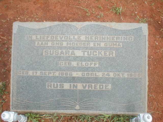TUCKER Susara nee ELOFF 1886-1968