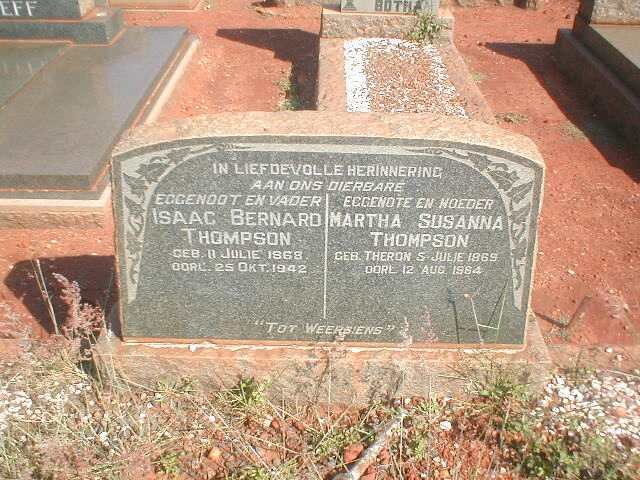 THOMPSON Isaac Bernard 1868-1942 &amp; Martha Susanna THERON 1869-1964
