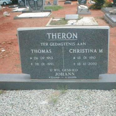 THERON Thomas 1913-1991 &amp; Christina M. 1910-2000 :: THERON Johann 1949-1996