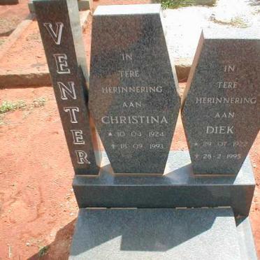 VENTER Diek 1922-1995 &amp; Christina 1924-1993