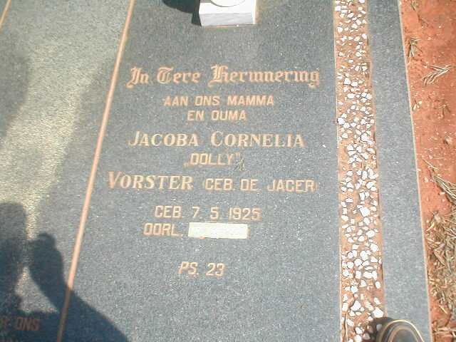 VORSTER Jacoba Cornelia geb. DE JAGER 1925-