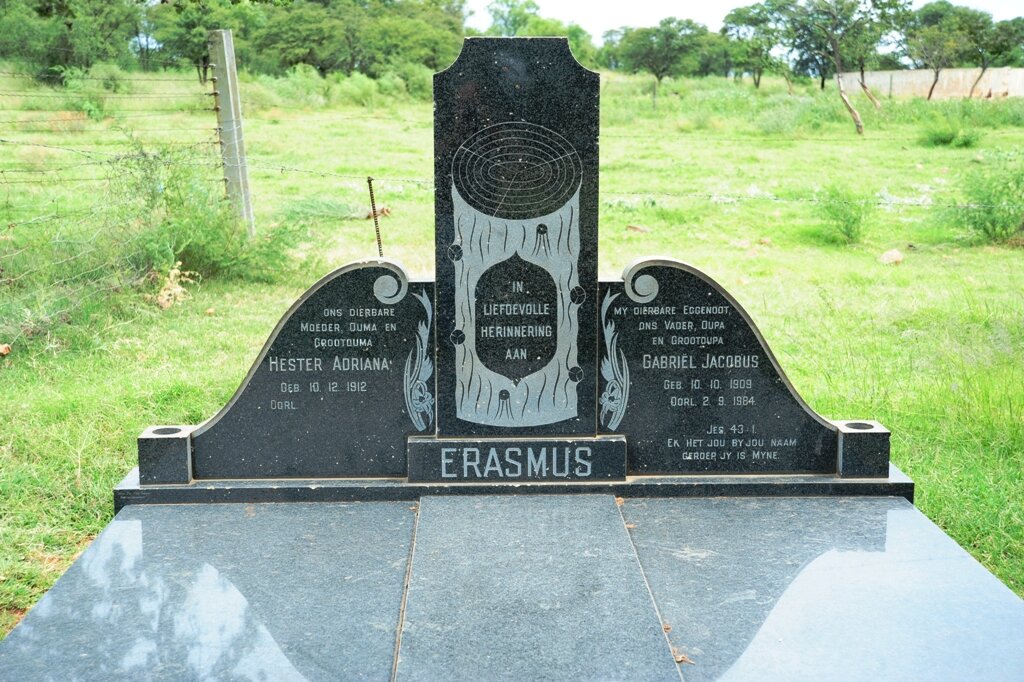 ERASMUS Gabriel Jacobus 1909-1984 &amp; Hester Adriana 1912-