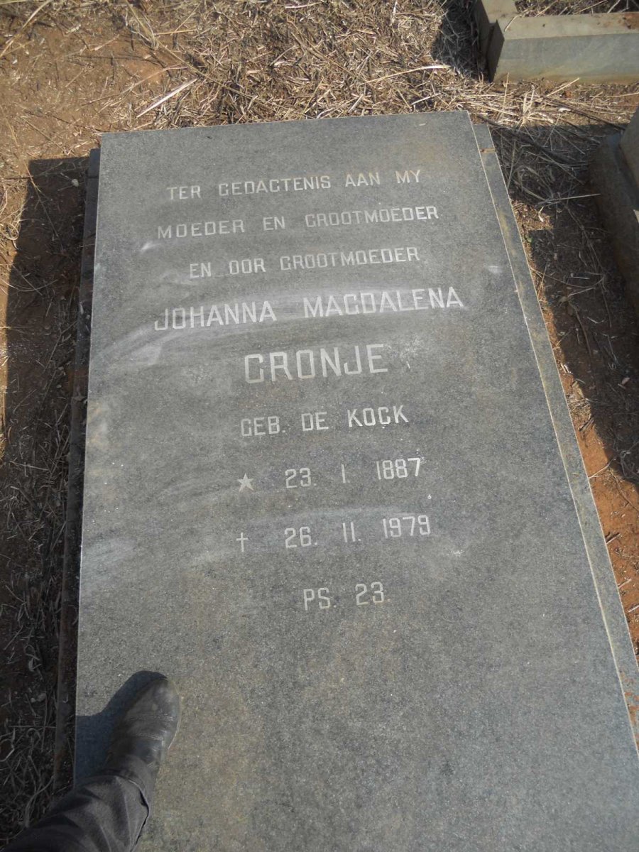CRONJE Johanna Magdalena nee De KOCK 1887-1979