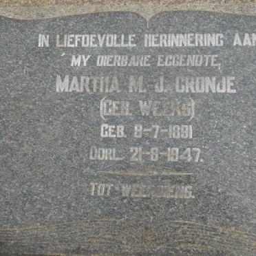 CRONJE Martha M.J. nee WEEKS 1891-1947
