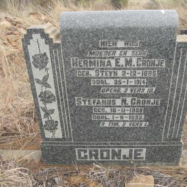 CRONJE Hermina E.M. nee STEYN 1885-1914 :: CRONJE Stefanus N. 1908-1922