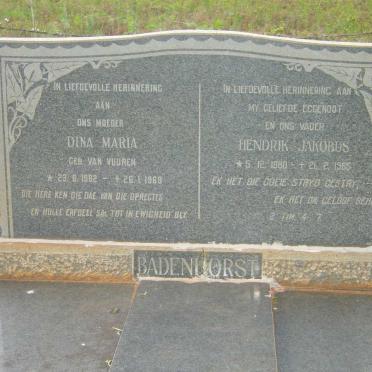 BADENHORST Hendrik Jacobus 1880-1965 &amp; Dina Maria VAN VUUREN 1882-1969