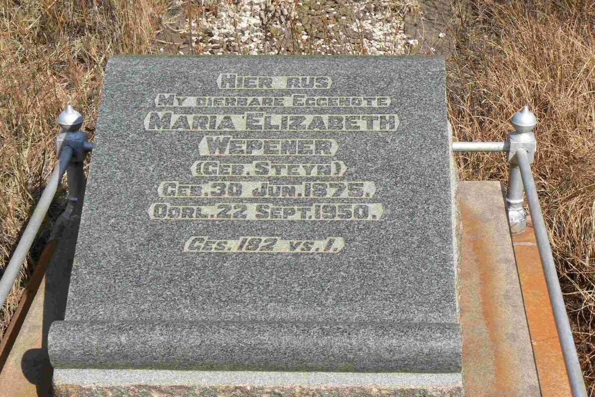 WEPENER M.E. nee STEYN 1875-1950