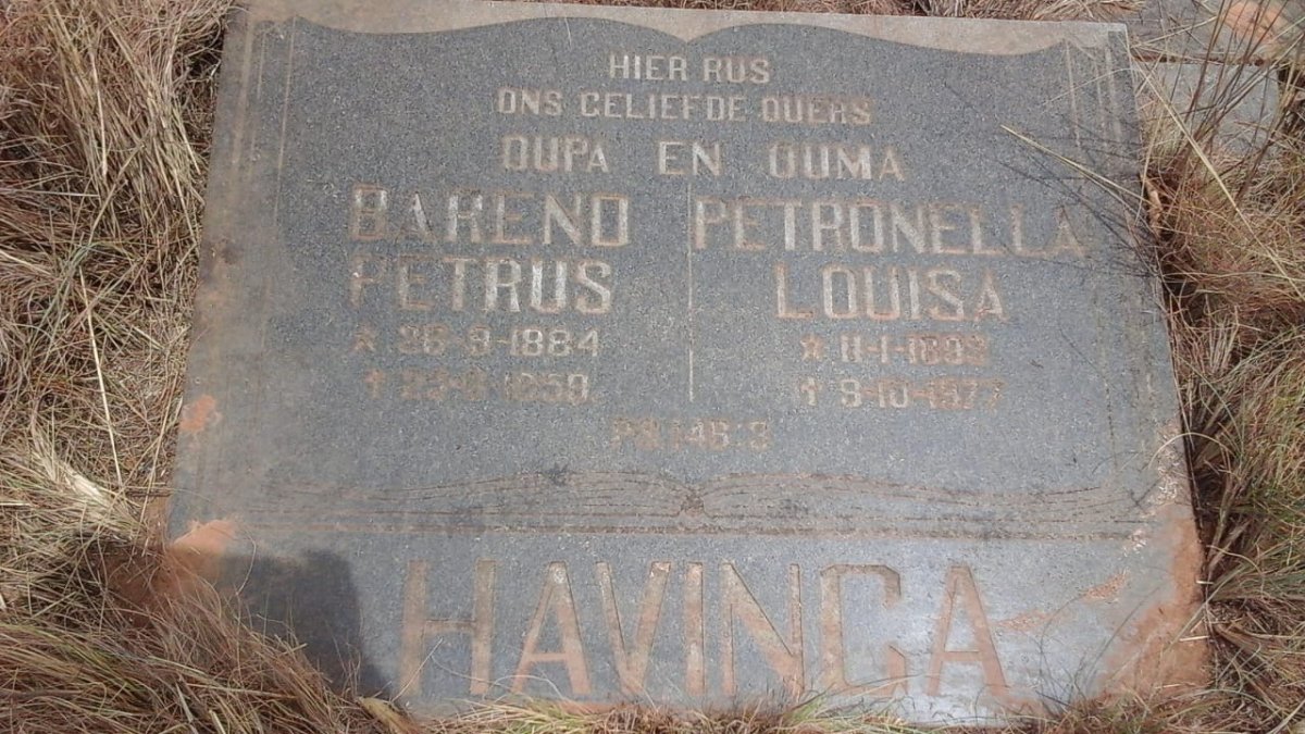 HAVINGA Barend Petrus 1884-1959 &amp; Petronella Louisa 18?3-1977