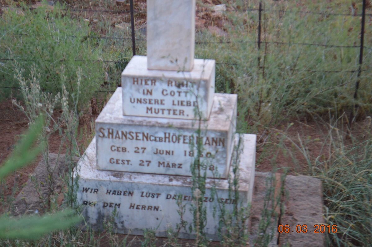 HANSEN S. nee HOFERMANN 1850-1898