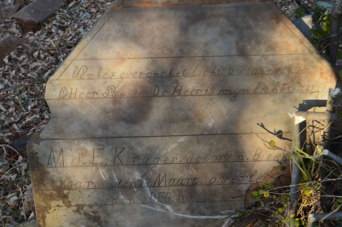 KRUGER M.P.E. nee BEKKER 1851-1915