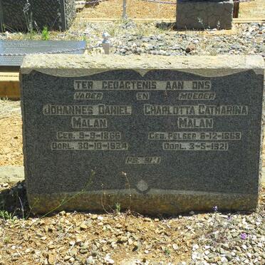 MALAN Johannes Daniel 1866-1934 &amp; Charlotta Catharina PELSER 1868-1921