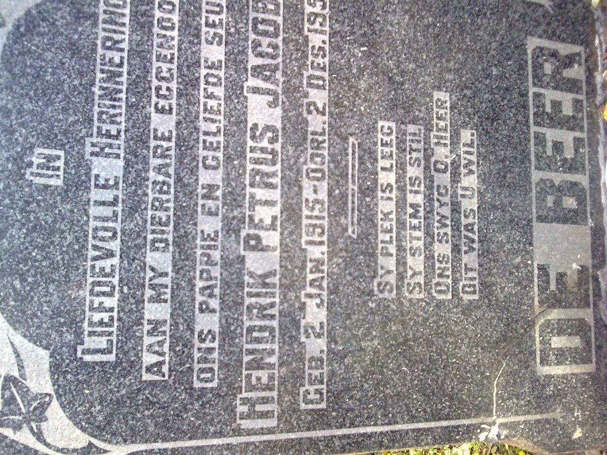 BEER Hendrik Petrus Jacobus, de 1915-195?