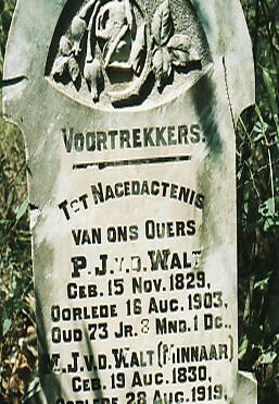WALT P.J., v.d. 1829-1903 &amp; M.J. MINNAAR 1830-1919