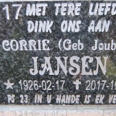 JANSEN Corrie nee JOUBERT 1926-2017