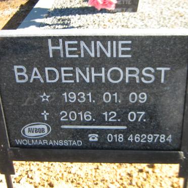BADENHORST Hennie 1931-2016