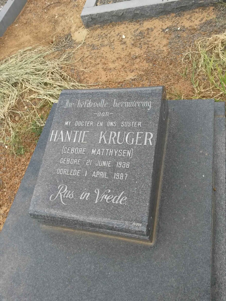 KRUGER Hantie nee MATTHYSEN 1938-1987