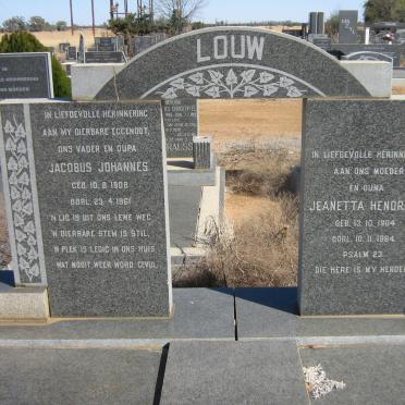 LOUW Jacobus Johannes 1908-1961 &amp; Jeanetta Hendrina 1904-1984