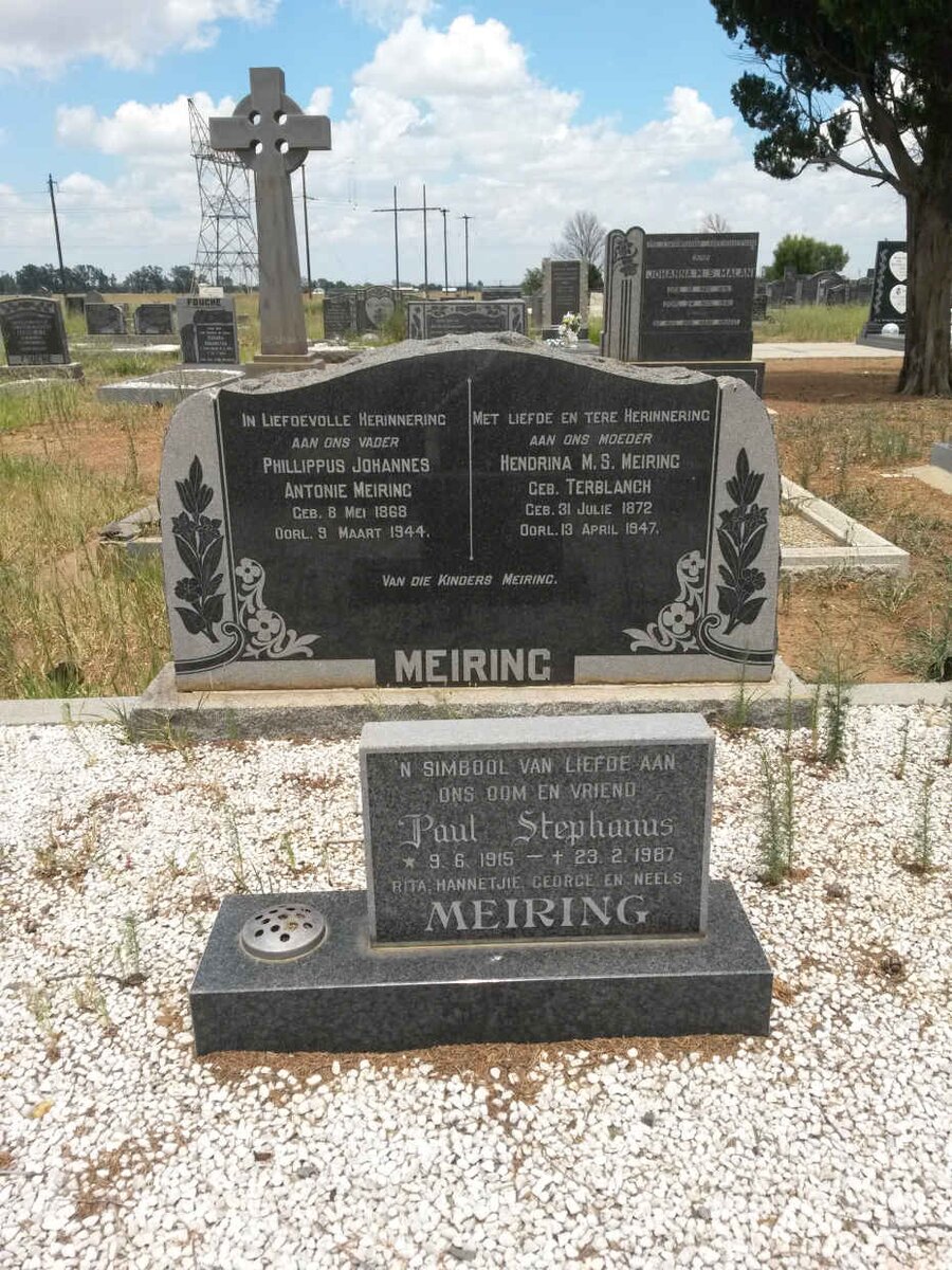 MEIRING Phillippus Johannes Antonie 1868-1944 &amp; Hendrina M.S.TERBLANCH 1872-1947 :: MEIRING Paul Stephanus 1915-1987