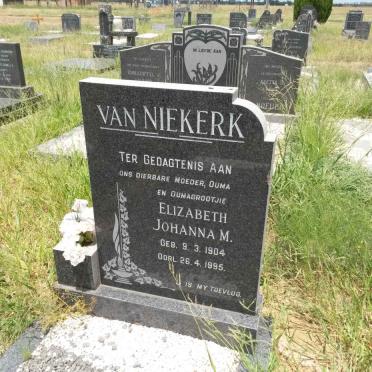 NIEKERK Elizabeth Johanna M., van 1904-1995