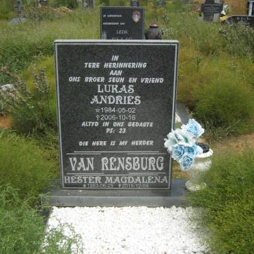 RENSBURG Hester Magdalena, van 1953-2015 :: VAN RENSBURG Lukas Andries 1984-2006