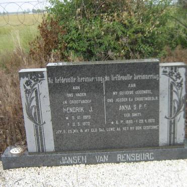 RENSBURG Hendrik J., Jansen van 1889-1973 &amp; Anna S.P.F. SMITH 1895-1970
