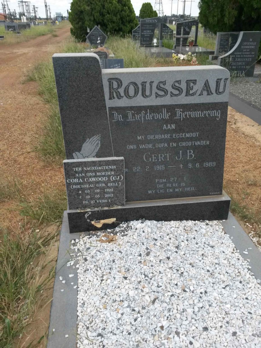 ROUSSEAU Gert J.B. 1915-1989 &amp; Cora C.J. CAWOOD nee BELL 1922-2012
