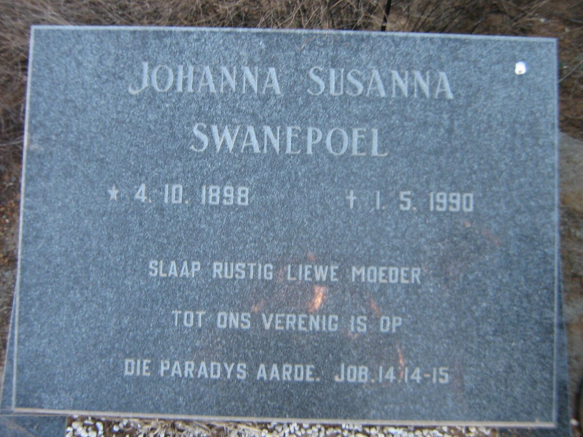 SWANEPOEL Johanna Susanna 1898-1990